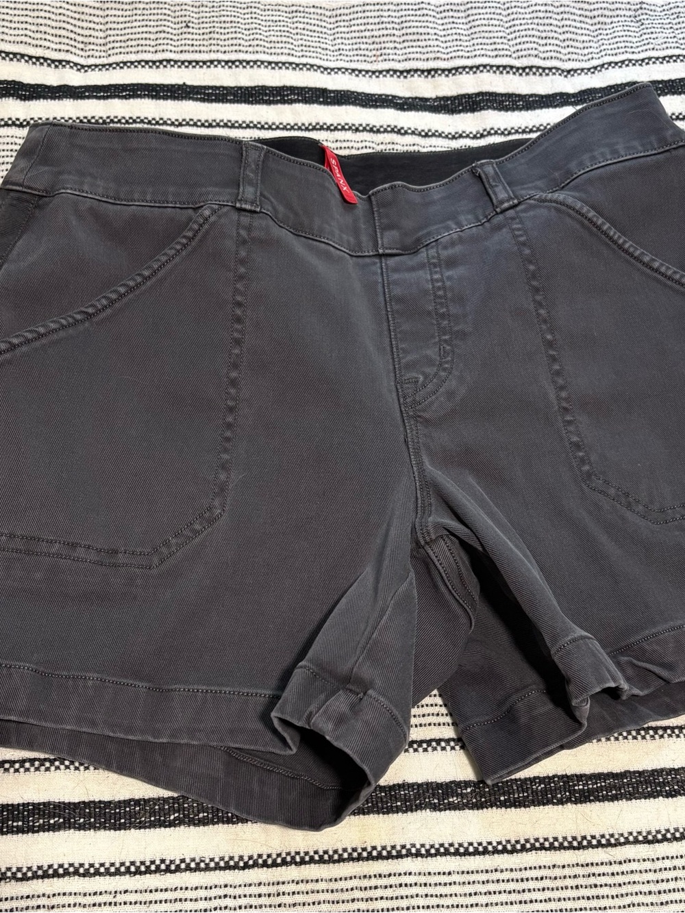 SPANX High-Waist Stretch Shorts - Charcoal Gray